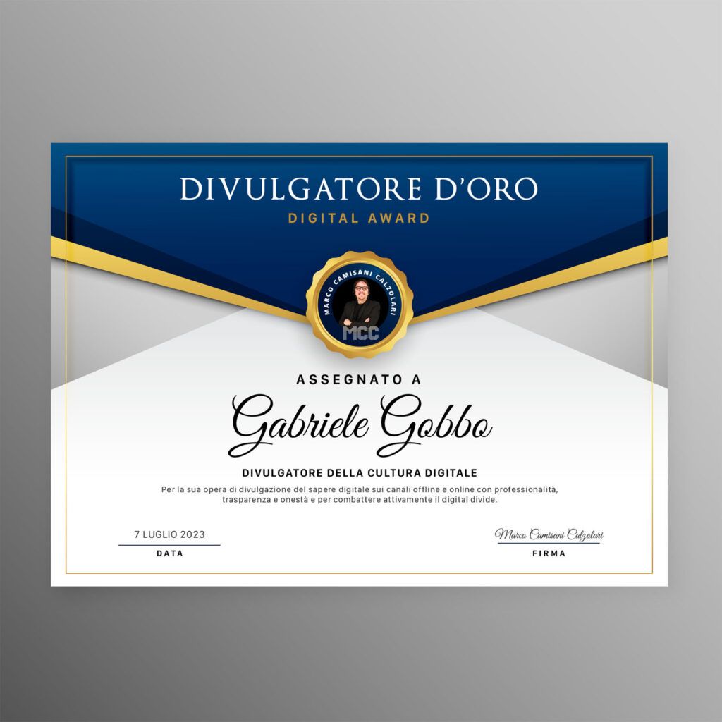 Divulgatore Oro Gabriele Gobbo MCC 6