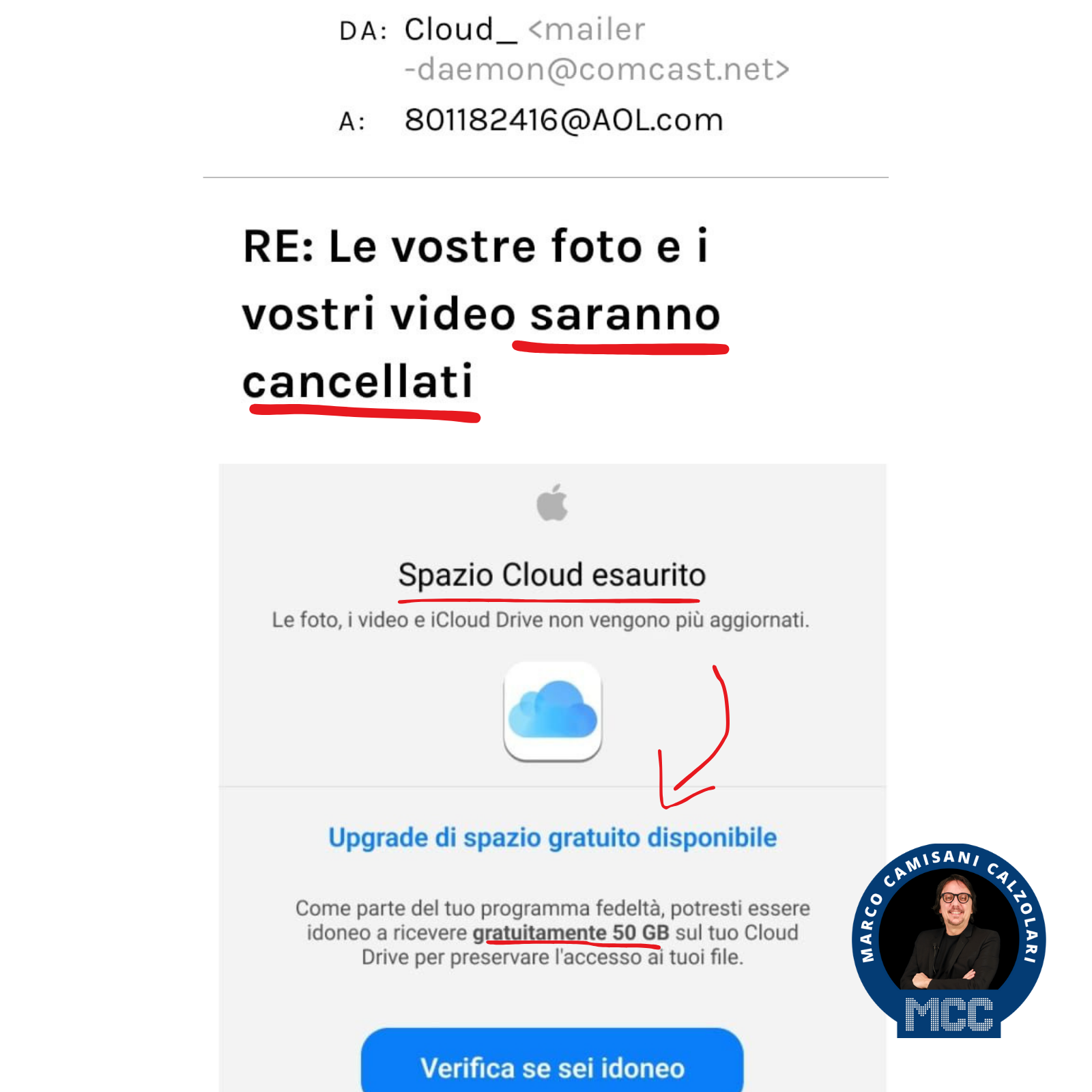 Attenzione Alla Falsa Email ICloud - Marco Camisani Calzolari